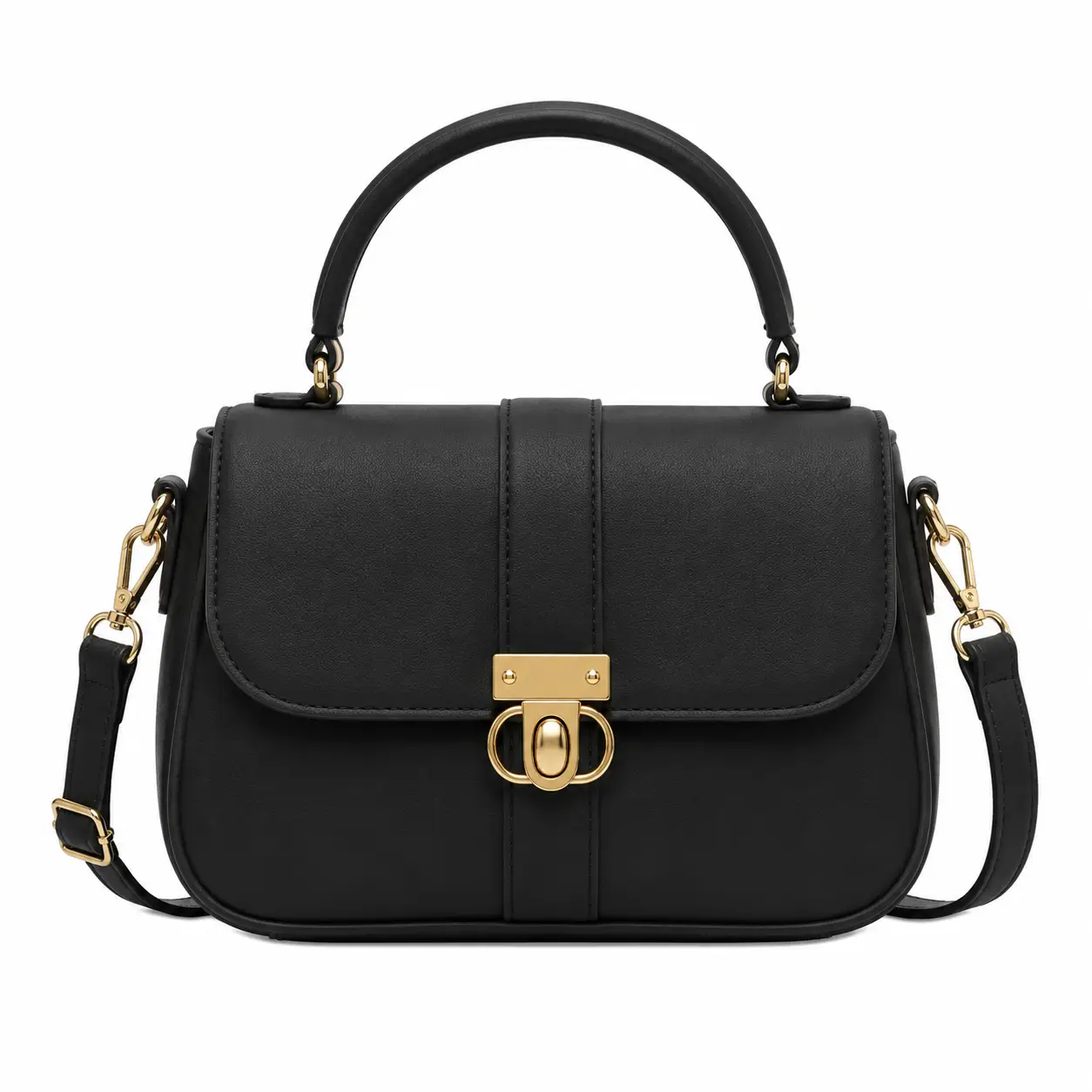 bagvore black leather top handle crossbody handbag Bagvore Black Leather Top Handle Crossbody Handbag - Image 1