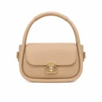 Bagvore Handmade Beige Leather Top Handle Crossbody Handbag
